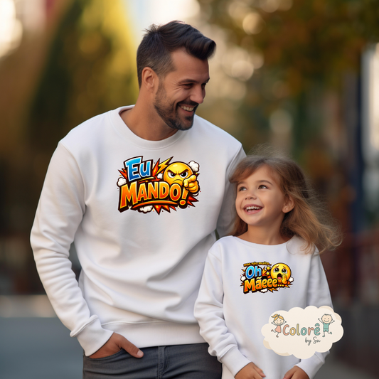 Eu mando Pack Sweatshirts Personalizadas Pai e Filho-Pai
