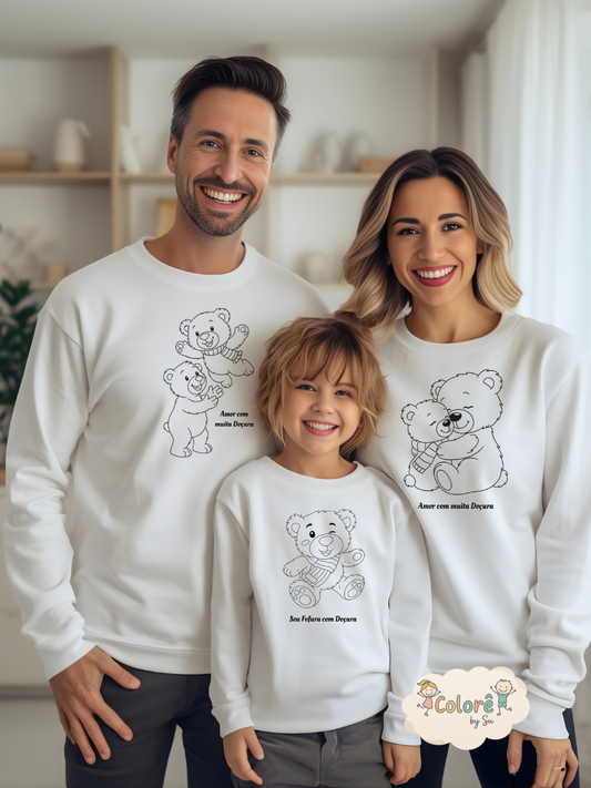 Pack Família Urso Sweatshirts  Personalizadas – Livros de Colorir