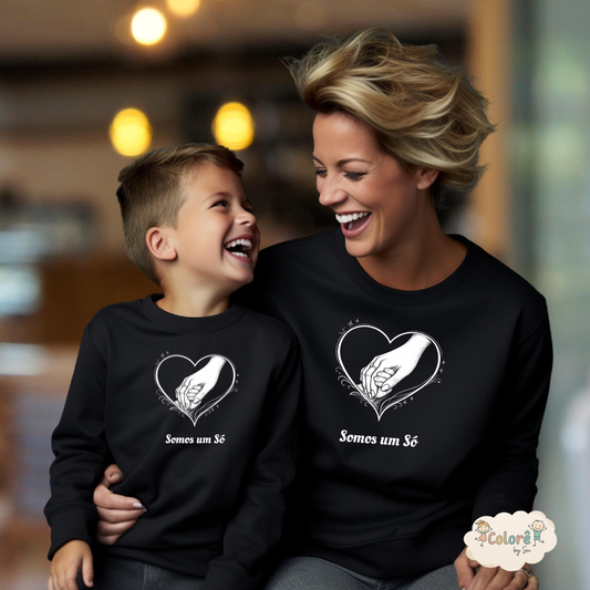 Somos um  Coração Pack Sweatshirts Personalizadas Mãe e Filho