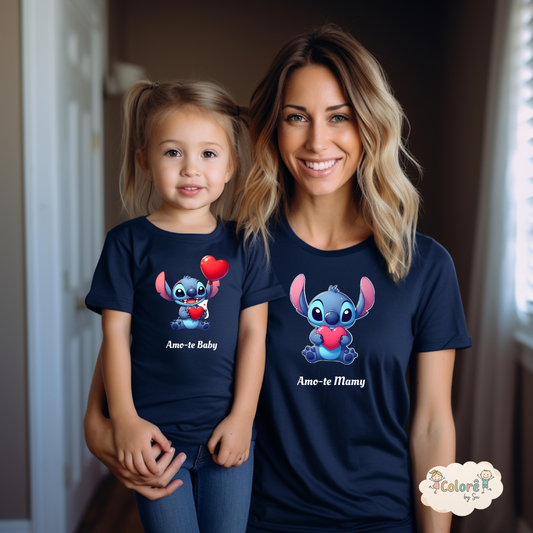 Amo-te Mamy Pack T-Shirt Mãe e Filha Stitch