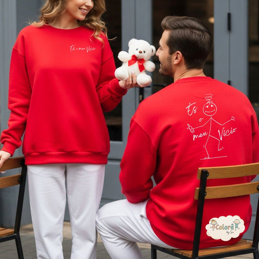 És o meu Vício Frente/Verso P Pack Sweatshirts Personalizadas  Casal – Apaixonados
