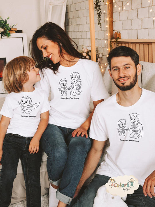 Pack Família Super Herói T-shirts Personalizadas   – Livros de Colorir