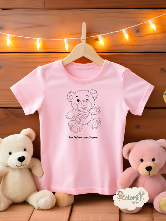 Ursinho T‑shirt unissexo algodão – Livros de Colorir