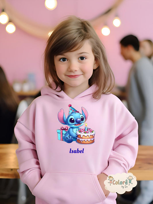 Stitch Parabéns Sweatshirt unissexo com carapuço – Stitch
