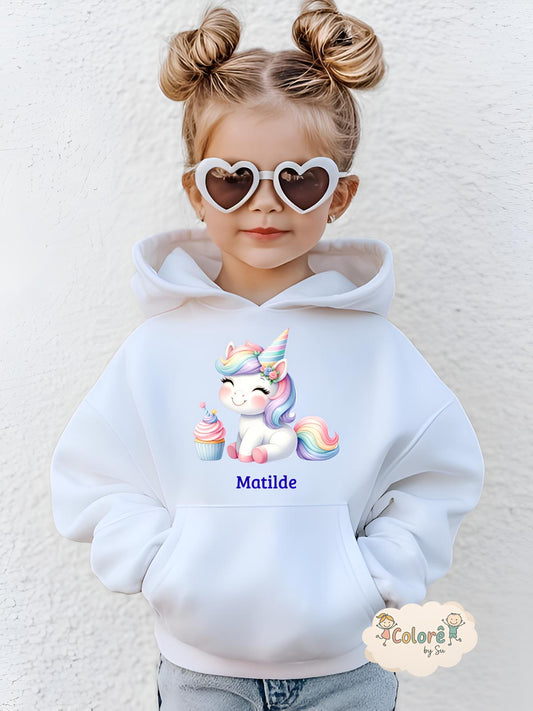 Uni Cupcake Sweatshirt  unissexo com carapuço- Unicórnio