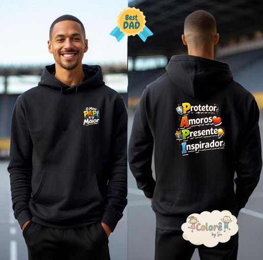O meu pai é o maior frente/verso Sweatshirt com carapuço