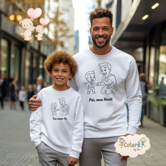 Super Papy Pack Sweatshirts  Personalizadas  Cardada sem capuz Pai e Filho